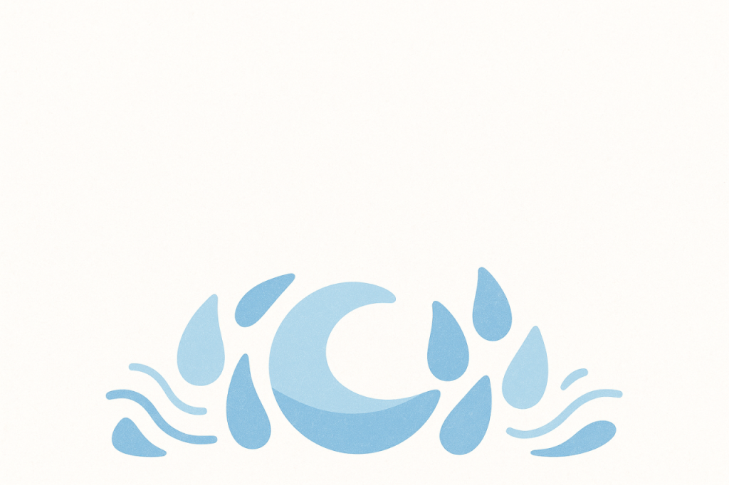 Gouttes et vague bleue
