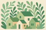 Maisons feuillage vert