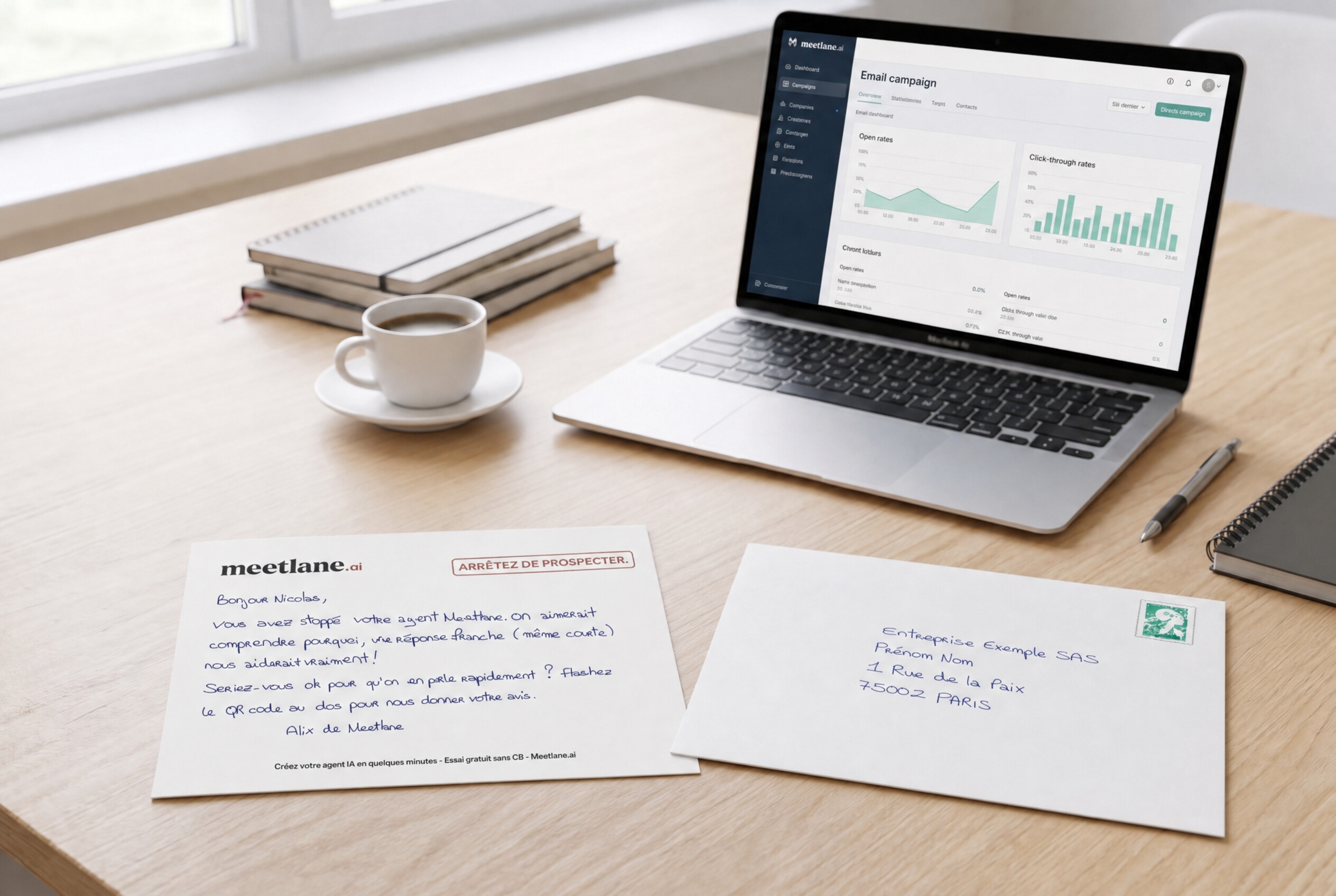 Envoyer une carte ou lettre quand un lead atteint un statut configurable sans suivi après un délai, via Instantly