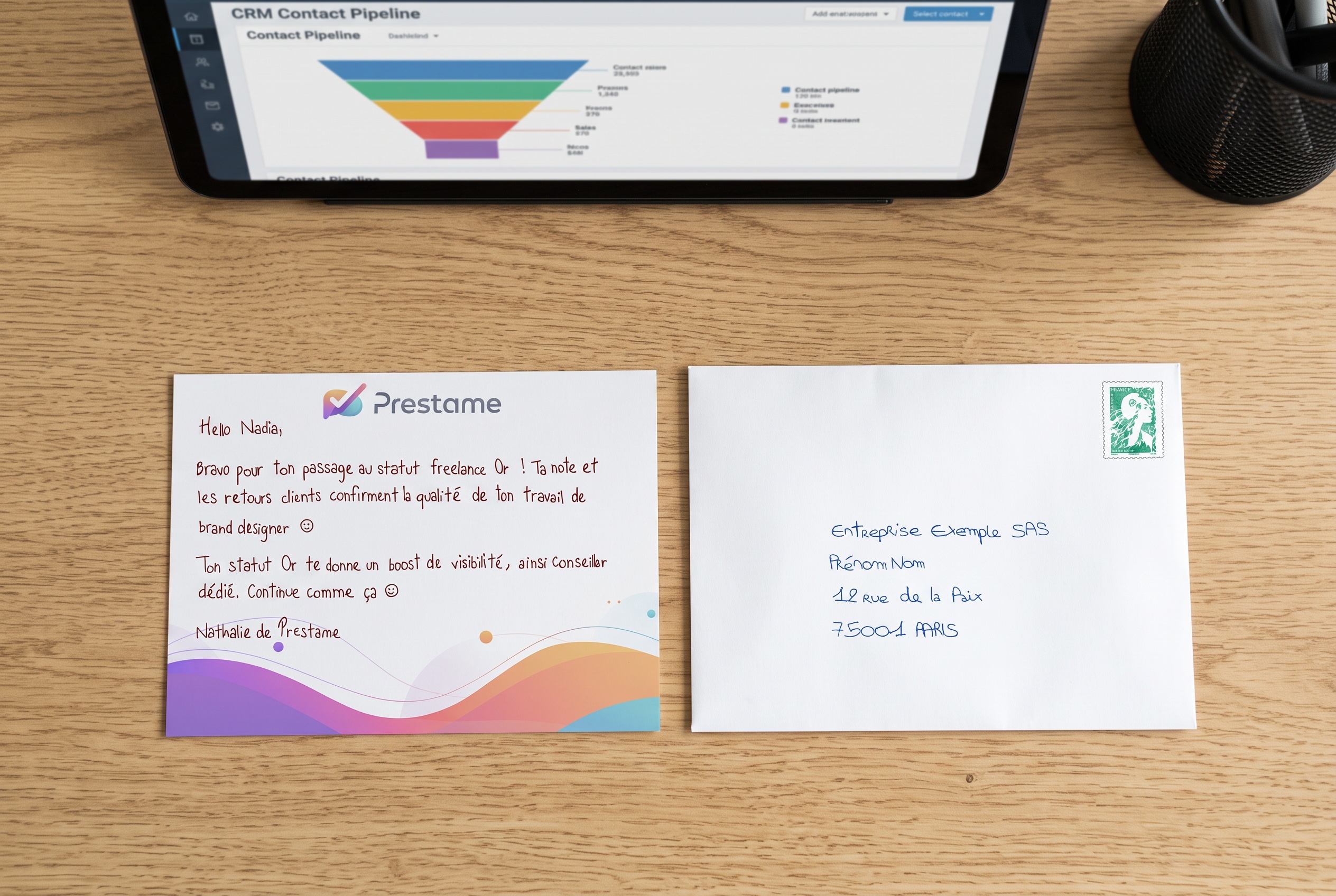 Envoyer une carte quand une personne reçoit un label, via Pipedrive