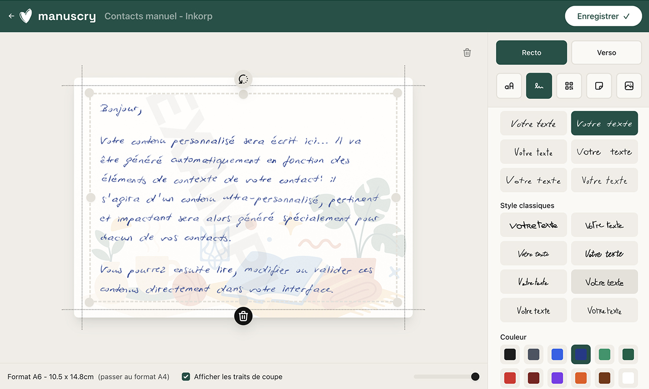 Interface éditeur Manuscry